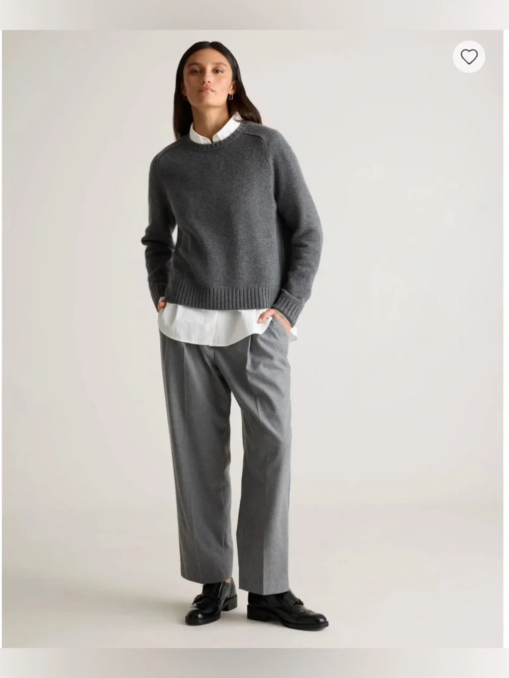 Quince Luxe Baby Cashmere Crewneck Sweater in Charcoal size Small